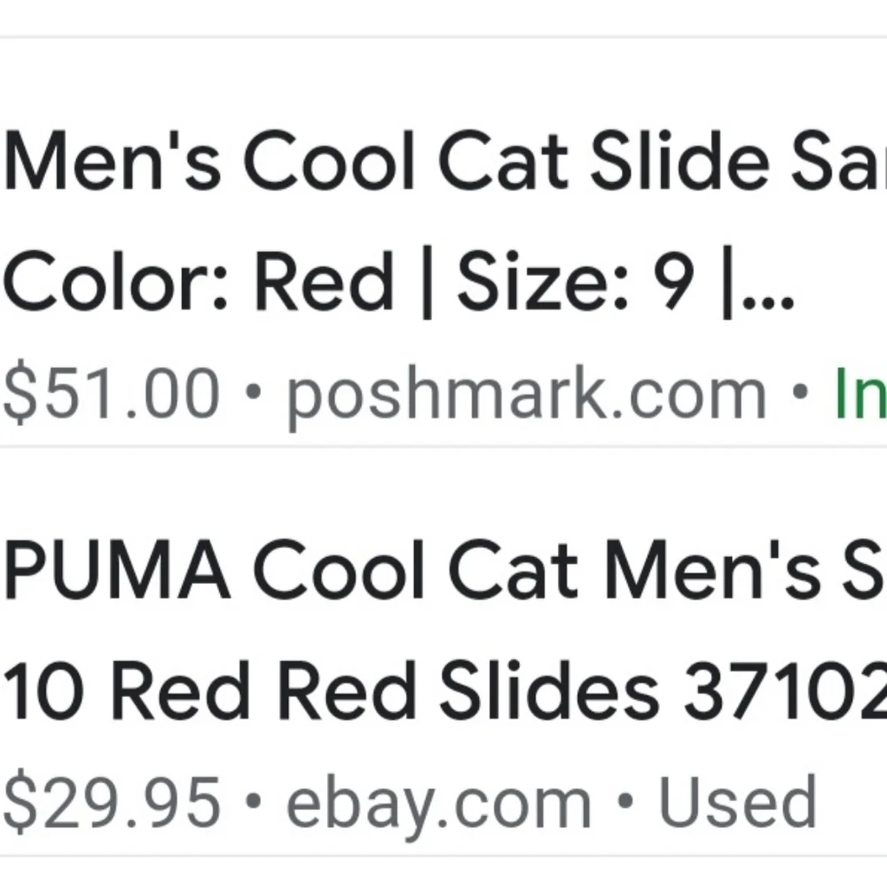 PUMA Cool Cat Slides Sandals Men's 7 Womens 8-8.5 Unisex Red BNWT 1 PAIR LEFT
